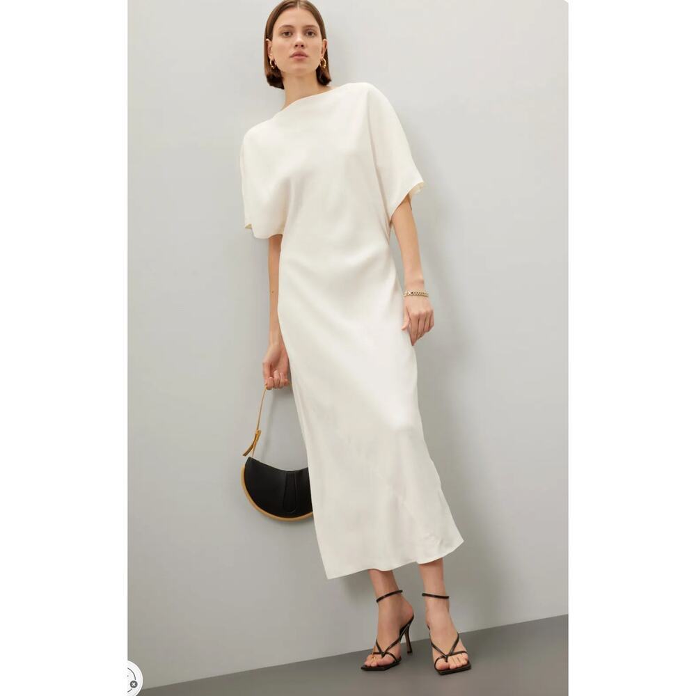 Róhe Fluid Satin Dress Off-white Size 36